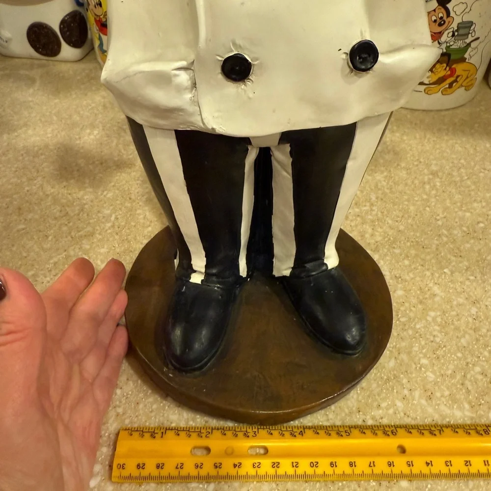 Vintage Polystone Kitchen Chef Wine Bottle Holder with Black and White Outfit
